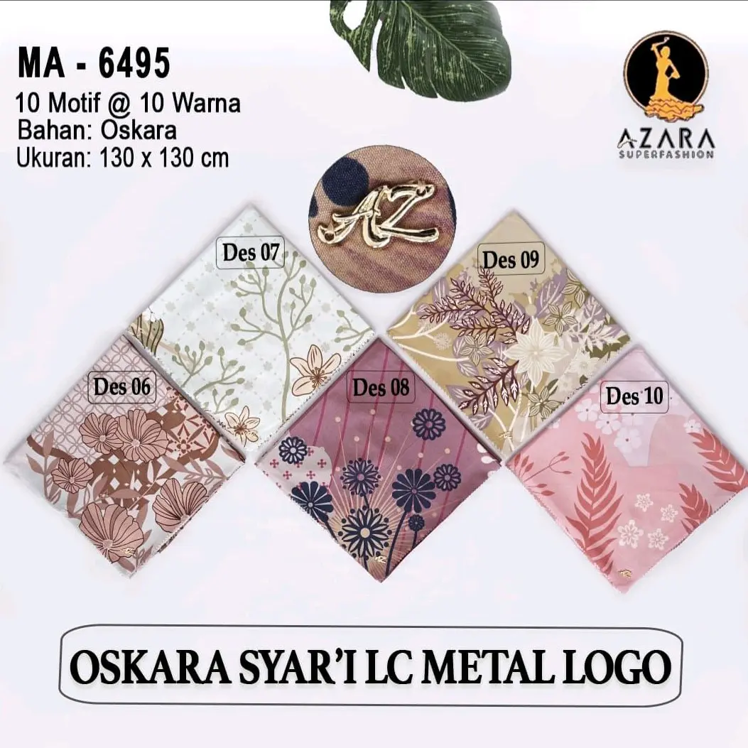 PAKET USAHA HIJAB SEGI EMPAT OSKARA SYAR'I MOTIF 100 RIBU 5 PCS RANDOM Gold Nyaman Square Logo Muslim Standar Cantik Voal