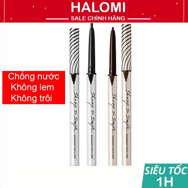 Chì kẻ mắt Clio siêu mảnh Sharp So Simple Waterproof Pencil Liner không lem không trôi dễ kẻ