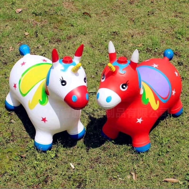 Hàng loại 1 Thú nhún kỳ lân hươu bò có nhạc dễ thương cho bé đồ chơi thú nhún bơm hơi loại dày