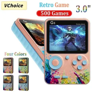 G5 Retro Handheld Game Console With 500 Classic Games 3.0Inch Screen Portable Gamepad Macaron Color 2 Player/ Gamepad Game Boy Rechargeable Battery game bot Merah game bot Gameboy