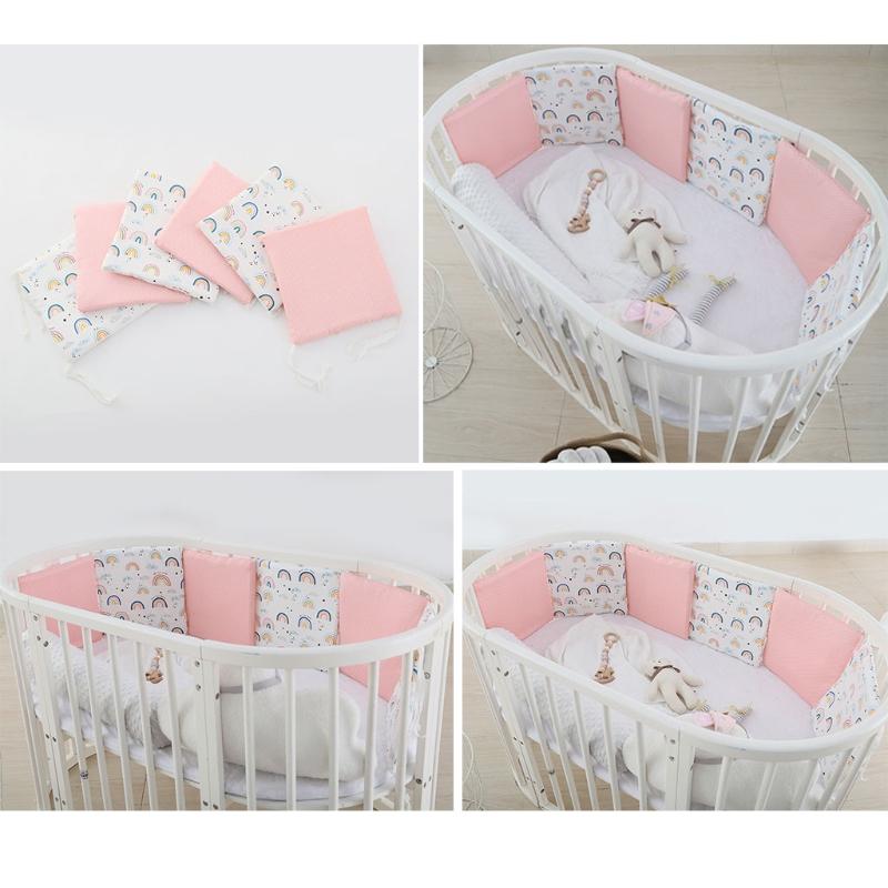 【Ready Stock】 6 Pcs Baby Cot Bumper Newborn Bed Soft Cotton Protector Pillows Infant Cushion 5
