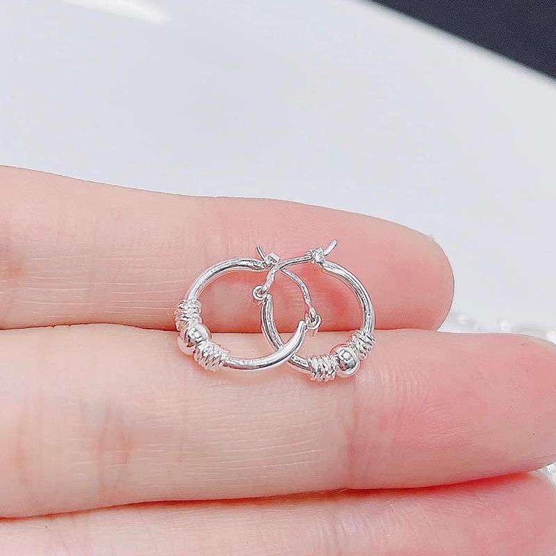 Bông tai bạc ta - khuyên tai khoá bấm bạc ta , người lớn trẻ em đều đeo đẹp- Vàng Bạc Khải Khải