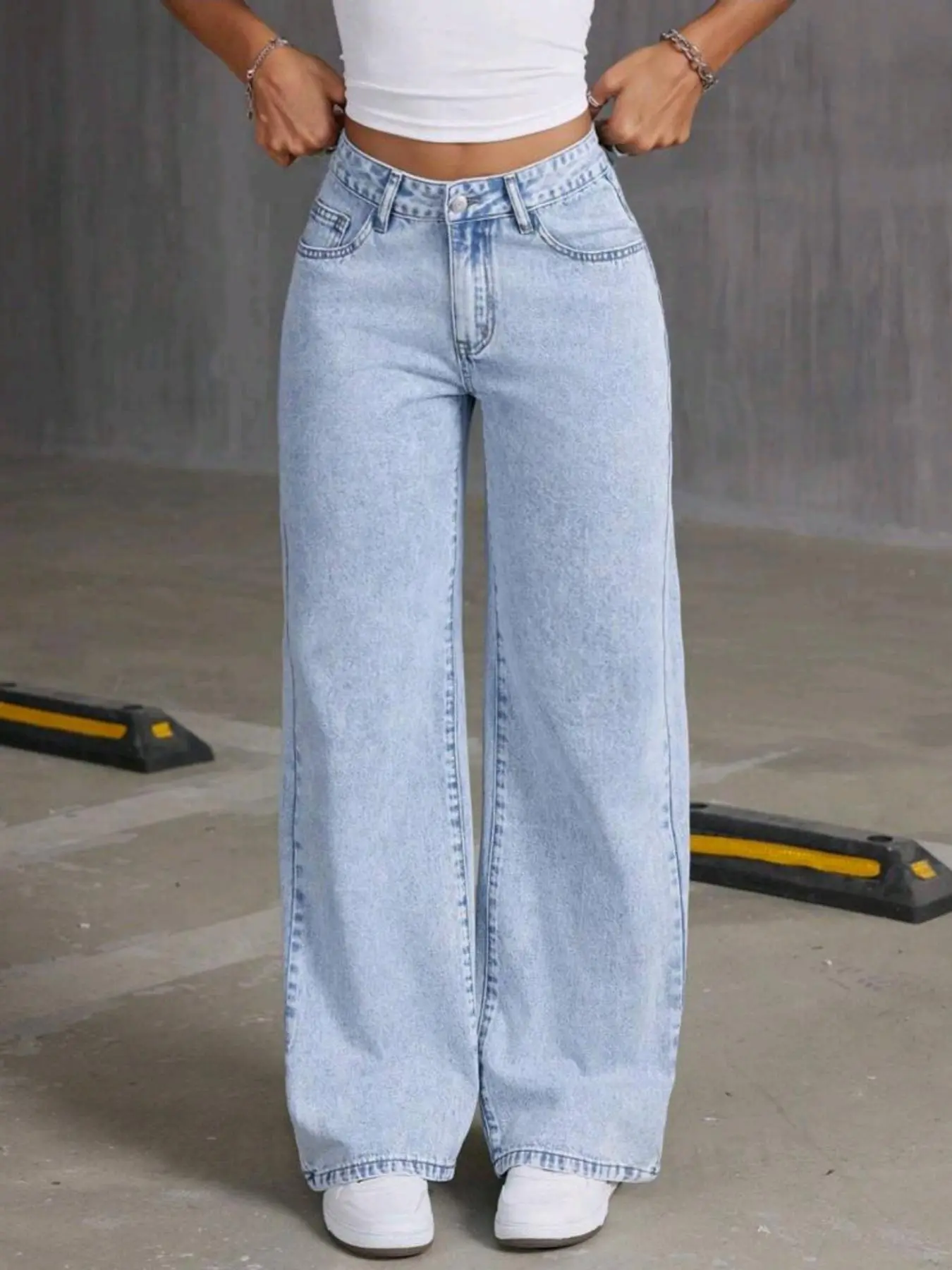 Women's Bow Embroidery Pocket Wide Leg Jeans, Chic Fashion Casual Denim Pants for Daily Outdoor Wear, Women Trousers for Spring & Fall, Baggy Pants, Womenswear