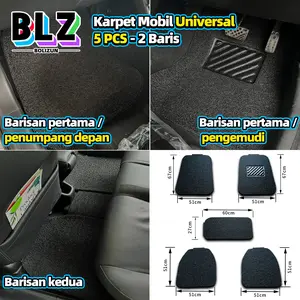 Karpet Mobil Universal pvc mie bihun 5 PCS - 2 Baris / Universal Fit Car Mats / Car Floor Mats Kendaraan