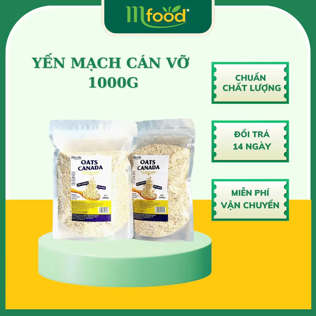 Yến Mạch Canada Cán Vỡ 100% Nguyên Chất - Sự Lựa Chọn Tốt Nhất Cho Sức Khỏe Túi 1kg Mfood Bag Organic