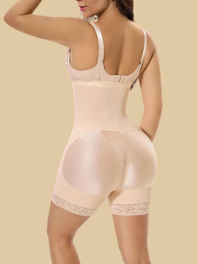 Product Introduction of Women's Solid Color Hook & Eye Front Shapewear Bodysuit, Adjustable Strap Crotch Zipper Shaper, Ladies Shapewear for All Seasons, Tummy Tuck Garment 5