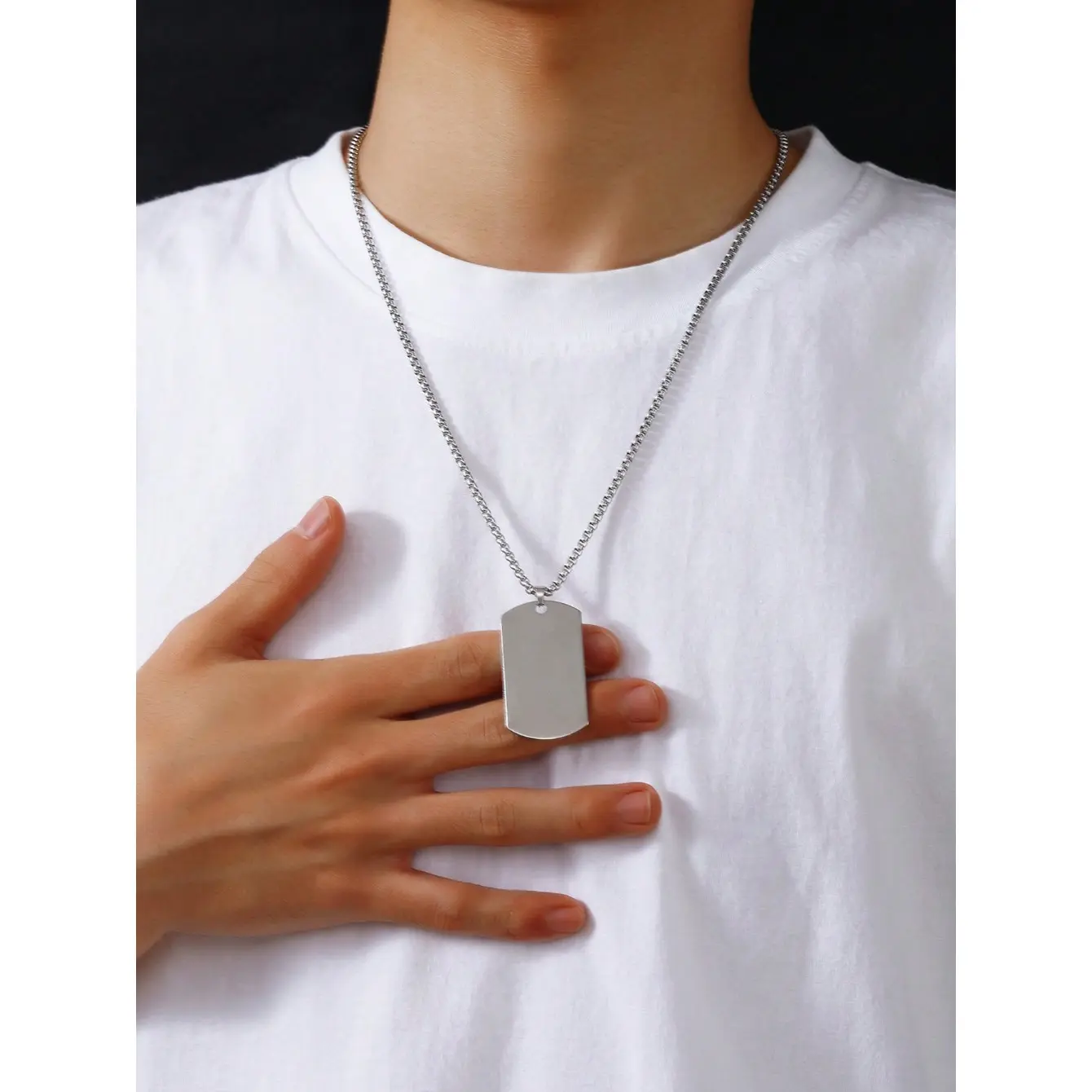 1pcs Fashion Stainless Steel Square Pendant Necklace For Men For Daily Decoration