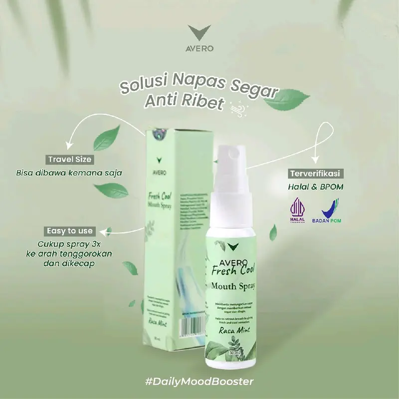 AVERO Fresh Cool Mouth Spray, AVERO Sweet Gum Mouth Spray, Parfum Mulut BPOM, 100% Original dan Best Seller 1