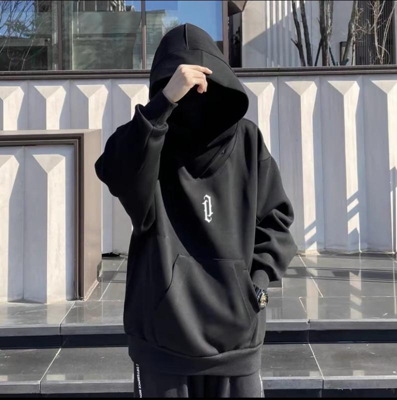 Áo Khoác Hoodie cổ lọ mũ trùm đầu hoodie ninja họa tiết thêu nổi Nam Menswear Dài Tay Nhung áo hoodie áo hoodie che mặt áo cổ rùa hoodie zip