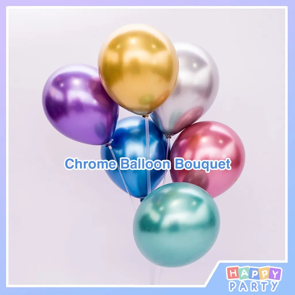 ลูกโป่งปาร์ตี้ 10 ชิ้น ชุด 5/10/12 นิ้ว ลูกโป่งยาง สีเมทัลลิก โครเมียม ลูกโป่งยาง ตกแต่งงานเลี้ยงวันเกิด พร้อมสต็อก