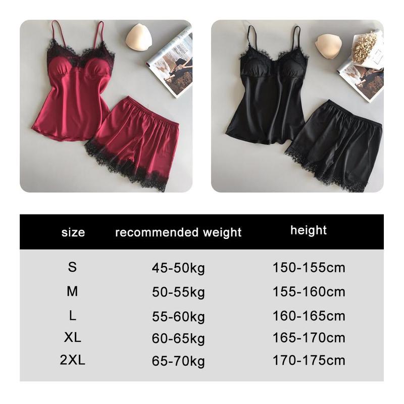 Đồ Ngủ Nữ, Không Tay, Bộ Cami Trang Trí Ren, Đồ Ngủ, Đồ Ngủ Satin, D5T4, Áo 7