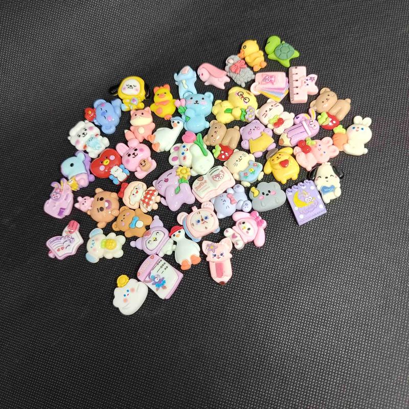 Clay Cute Selusin 12pcs Mote Manik BT21 Hello Kitty Cinnamoroll Cloud Natal Pompompurin My Melody Hiasan Bross Jepit Rambut Anak Liontin Resin Manik Mote Monte 1
