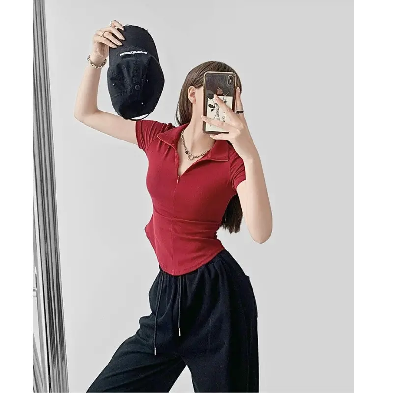 40-105KG Áo Polo Khóa Kéo Cổ Vạt Bầu Tạo Eo Thon Cho Nàng Bigsize Top Women Voi Nhung Jean 4