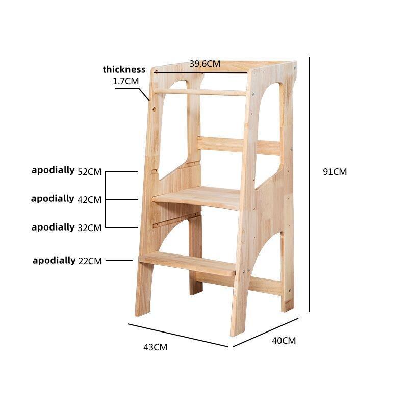 【SG Local Seller】Children's Learning Tower Children's Footstool Full Solid Wood Indoor Household Use Children's Hand Washing Stool 91*43*40CM 4