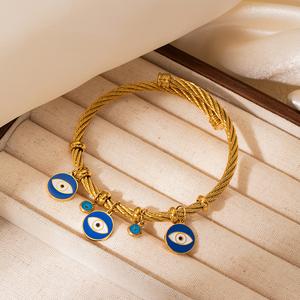 Gelang Tangan Keluli Titanium, Ketibaan Baru, Diperibadikan, Reka Bentuk Mata Syaitan Kreatif, dengan Enamel, Mampu Milik, Fesyen Mewah, Penyaduran Vakum, Gelang 18K Bangles Bracelets lustful  jewelry high  neck  choker  set