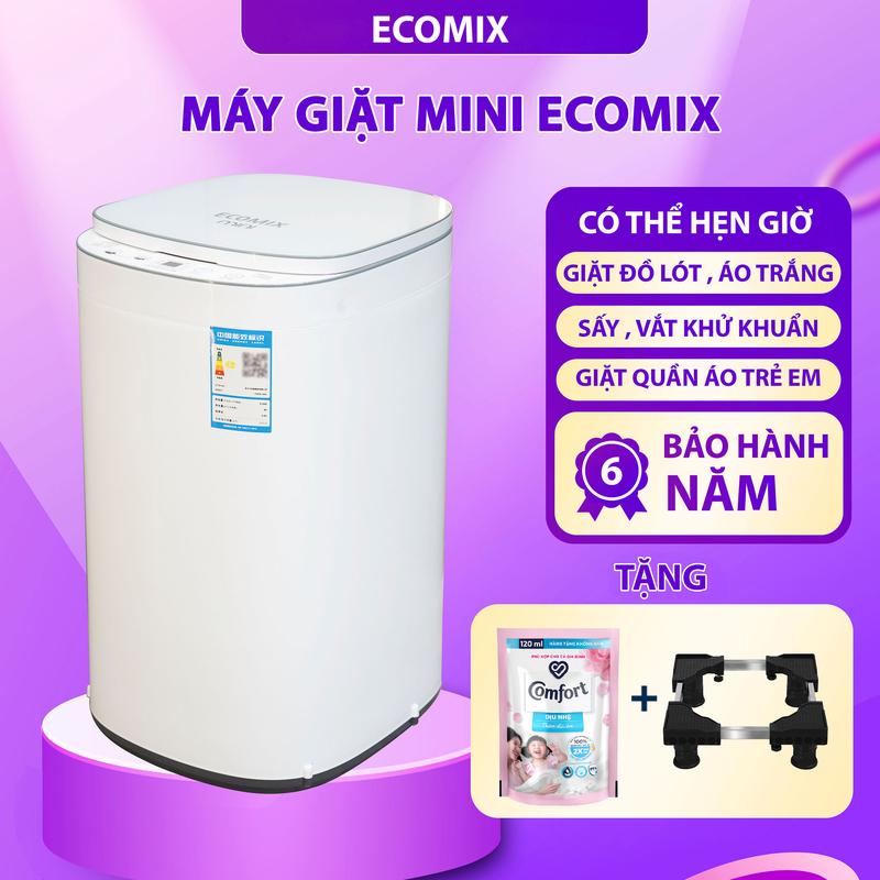Máy giặt mini ECOMIX (mua 1 tặng nước giặt , chân đế ) Hẹn giờ ,vắt sấy khô khử khuẩn tự động - bảo hành 6 năm