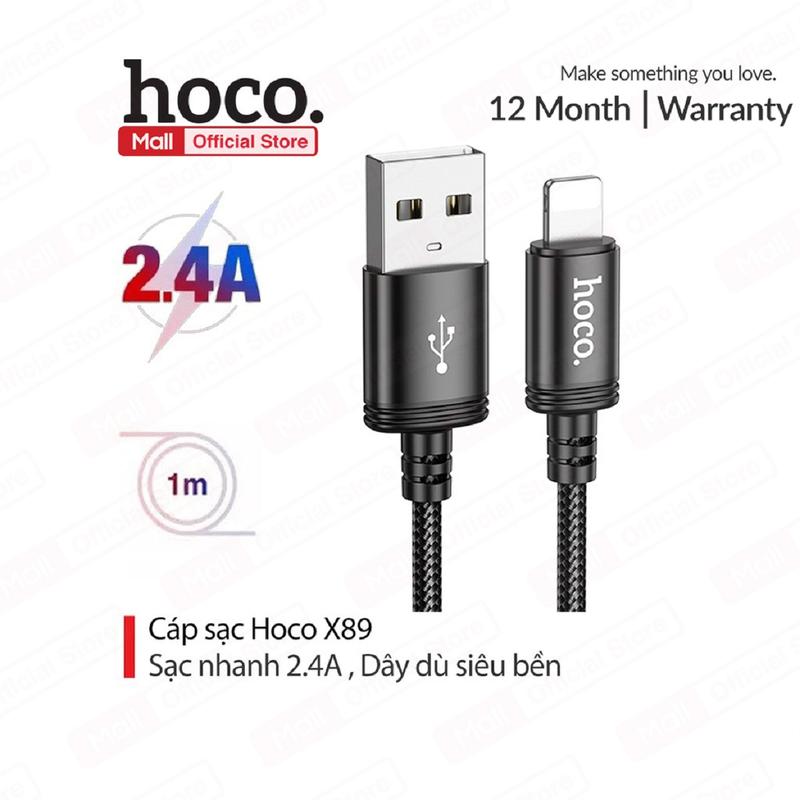 Cáp sạc nhanh PD10W USB to IP Hoco X89 dùng cho ip6/7/8/X/11/12/13/14 truyền dữ liệu dài 1M
