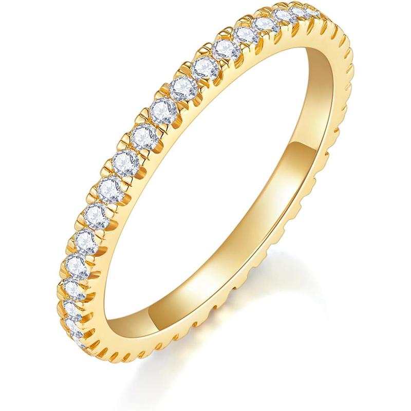 14K Gold Plated- Cubic Zirconia Simulated Diamond Stackable Rings ...