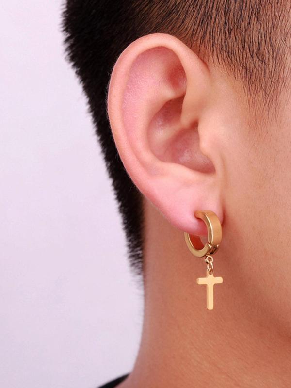1 Pair Unisex Street Style Simple Plain Cross Design Dangle Earrings, All-match Trendy Dangle Earrings, Fashionable Jewelry for Women and Men for Daily Decoration 6