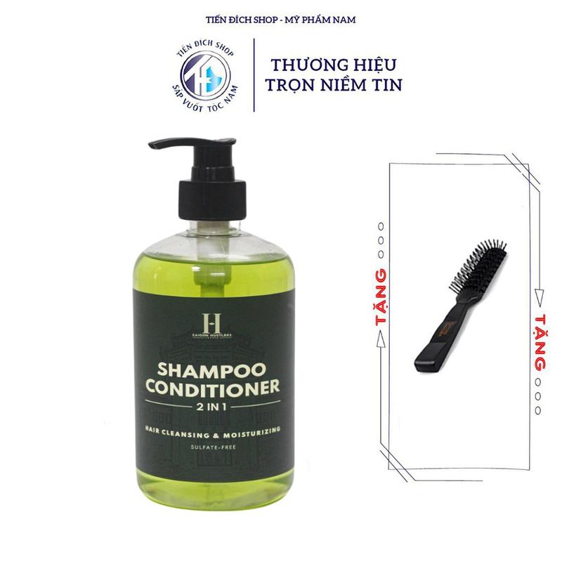 Dầu gội & xả nam 2in1 SAIGON HUSTLER Shampoo & Conditioner 500ml chính hãng SAIGON HUSTLERS Việt Nam + Tặng lược Chaoba cao cấp