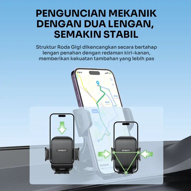 ROBOT Car Holder RT-CH22 Black Rotatable For Smartphone Backseat Car Stand Holder Garansi 1 Tahun 5