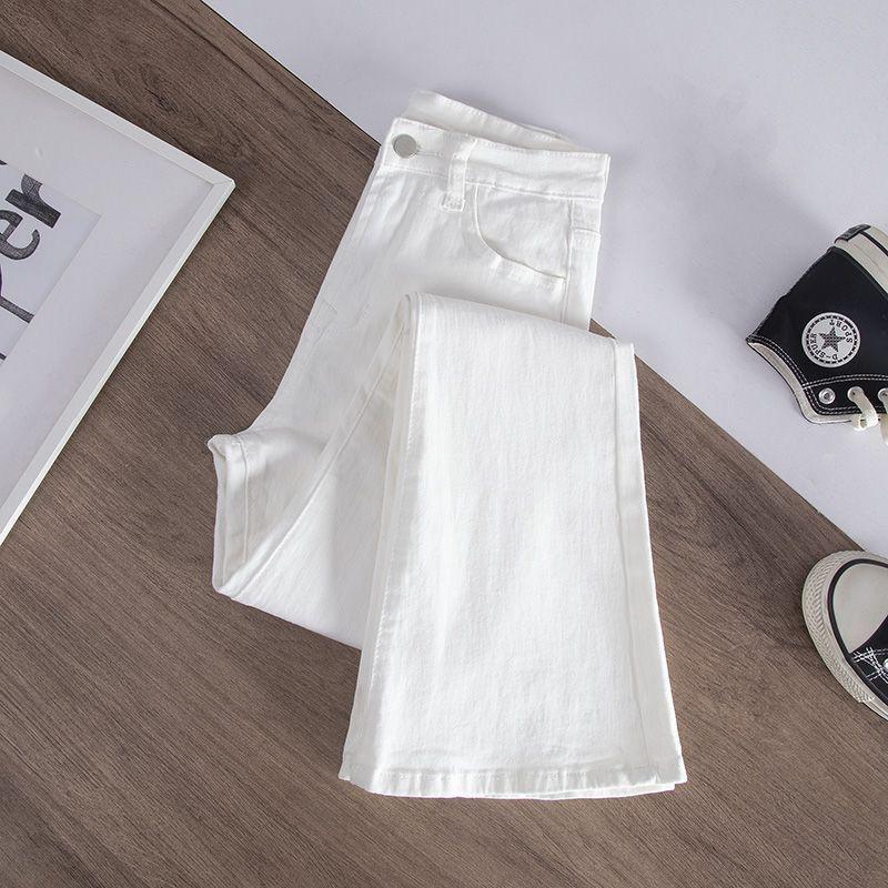 Product Introduction of Quần Jean Ống Loe, Màu Trắng, Dành Cho Nữ, Hàng Mới Về Mùa Xuân, Thiết Kế Đẹp, Cạp Cao, Ôm Vừa Vặn, Co Giãn, Quần Móng Ngựa Cỡ Nhỏ 1