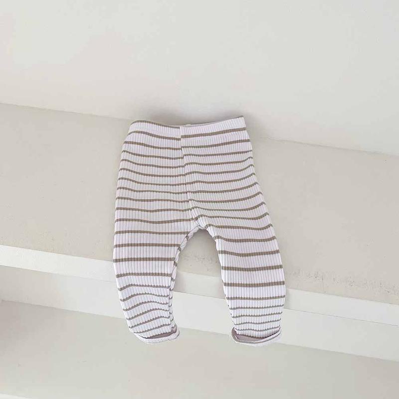 Product Introduction of Children's base pants for autumn and winter, Korean style, with fleece, long pants for boys and girls, 0-2 years old, striped, ins 11