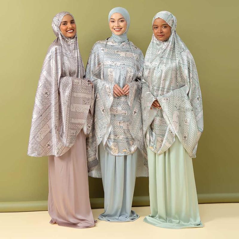 Lozy Hijab - Rawda Prayer Set (Mukena Set Pattern Bahan Silk) Mewah Nyaman 2