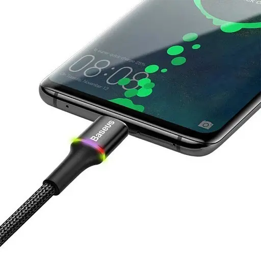 BASEUS Kabel Data Type C LED Halo Charger HP Tepsi Fast Charging 18W Compatible iPhone 15 3