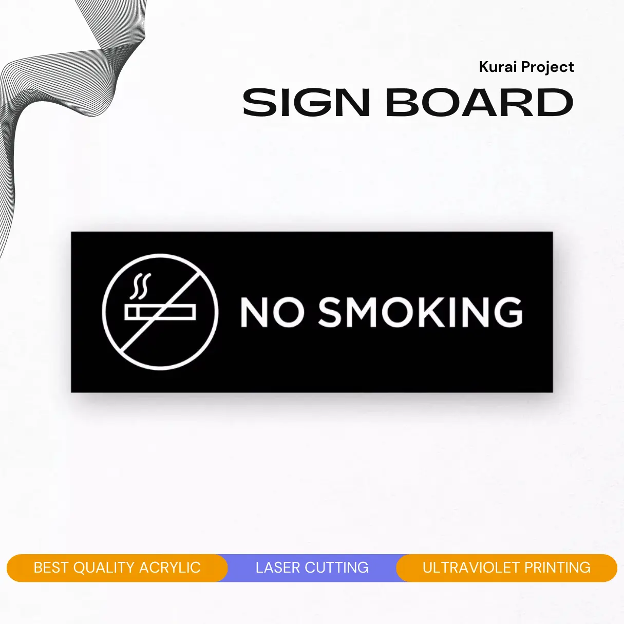Akrilik Custom Papan nama -  NO SMOKING Acrylic Custom Sign Board Nama Ruangan - Akrilik Print Papan Nama Ruang Kantor Petunjuk Label Acrylic Tempel