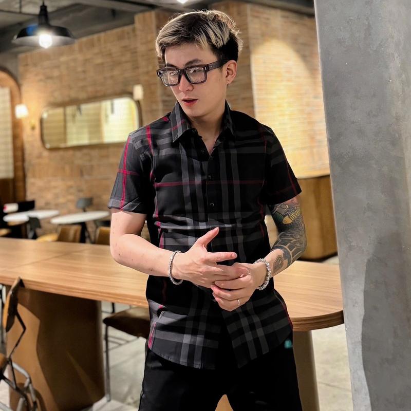 Áo sơ mi nam tay ngắn ,chất liệu cotton ,vải dệt kim cao cấp Menswear Có Cổ 1