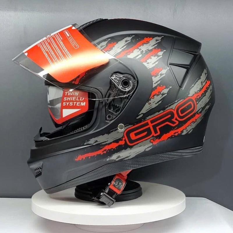  Mũ Bảo Hiểm Fullface 2 Kính GRO st26-Mũ 1 size duy nhất-vòng đầu 56-60cm Helmet 