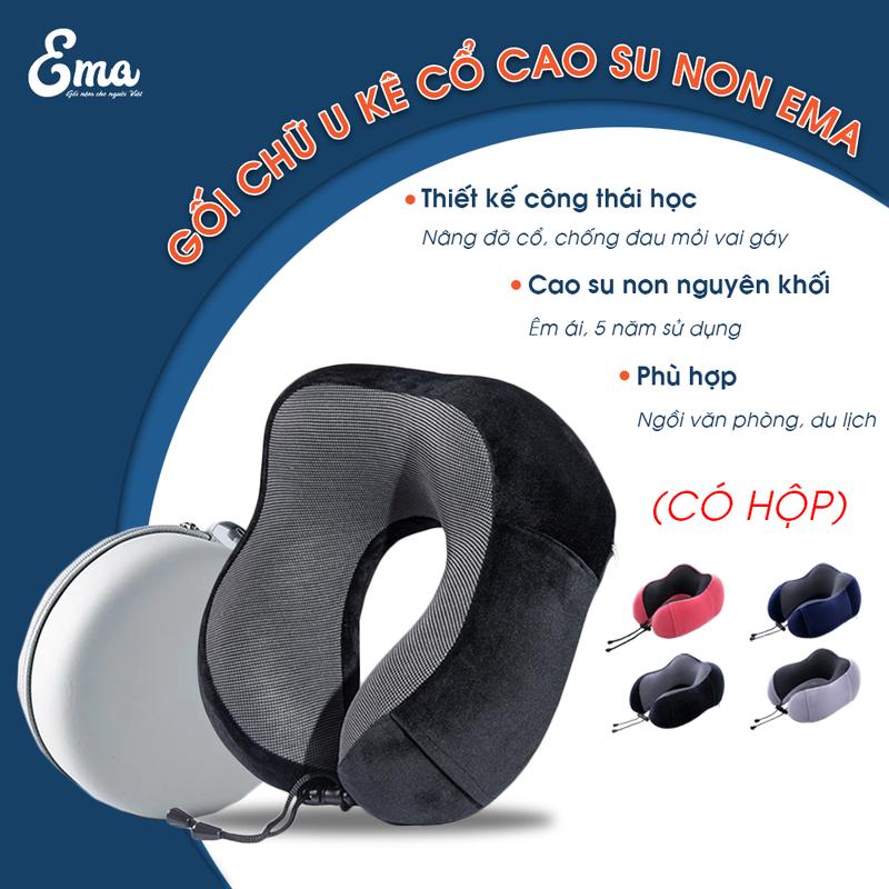 Gối kê cổ chữ U cao su non Ema - Hỗ trợ giảm đau mỏi cổ dùng cho dân văn phòng du lịch