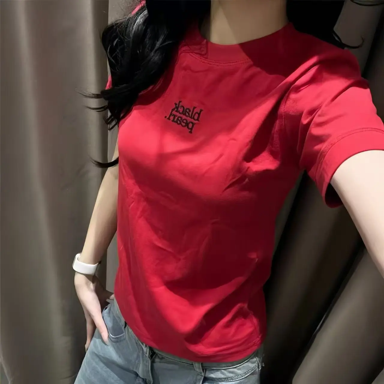 Áo Thun Ngắn Tay Thêu Chữ, Dành Cho Nữ, Dáng Ôm, Cổ Tròn, Hàng Mới Về Mùa Hè 2025, Quần Áo Hàng Đầu Cho Nữ, Thời Trang Nữ