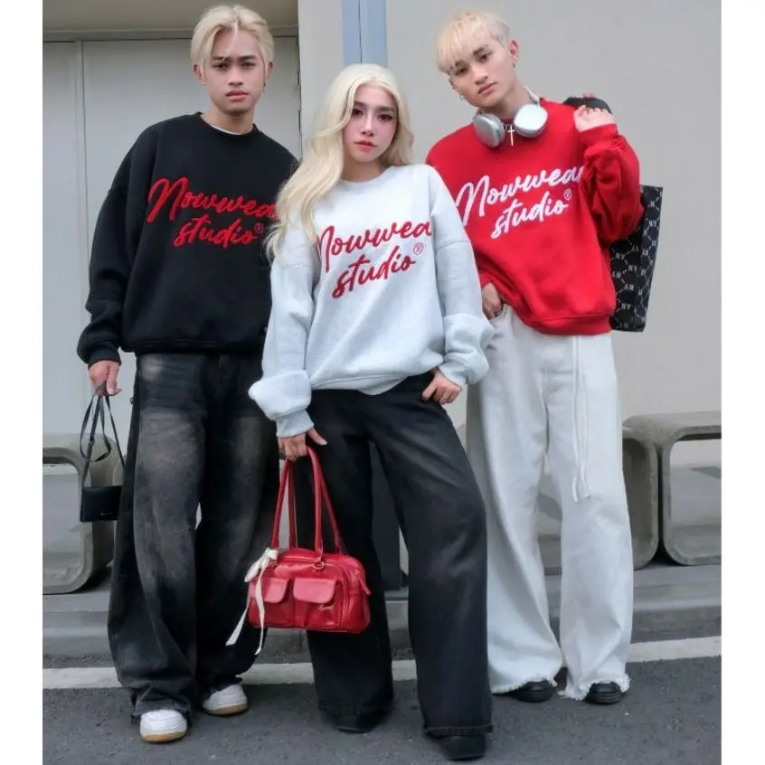 Áo Nỉ Sweater Nam Nữ Ver 2 Nowwear Tay Phồng Form Boxy Chữ Ký Hoodie Nam Kiểu Dáng Trẻ Trung Năng Động Tabii Store