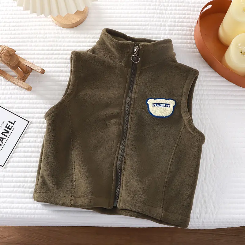 Áo Vest Trẻ Em, HK, Bộ Sưu Tập Thu Đông 2024, Áo Gi-lê Lông Cừu Olympic, Dành Cho Bé Trai Và Bé Gái, Áo Mặc Bên Ngoài Giữ Nhiệt, Mềm Mại Và Thoải Mái, Kiểu Áo Cardigan 1