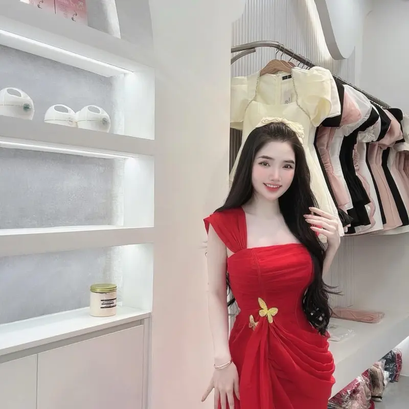 đầm thiết kế vạt xéo nhúm bèo em nơ bướm 4