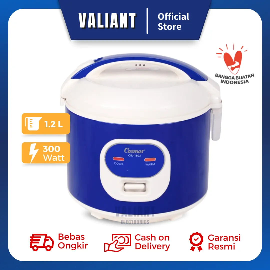 Cosmos Rice Cooker Non Stick Magic Com Mini 3in1 CRJ-1803 - 1.2 Liter