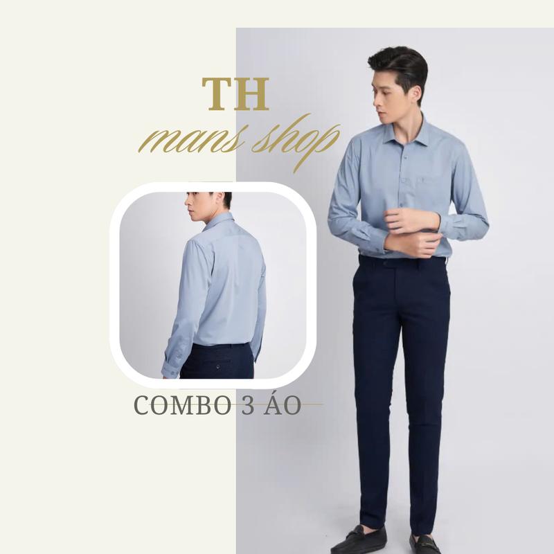 COMBO [3 ÁO] Áo Sơ Mi Nam Dài Tay ,Chất Vải Lụa Hàn ,Áo Sơ  Mi Nam Thiết Kế  Fhom Đẹp,Áo Sơ Mi Nam Công Sở Thanh Lịch 1