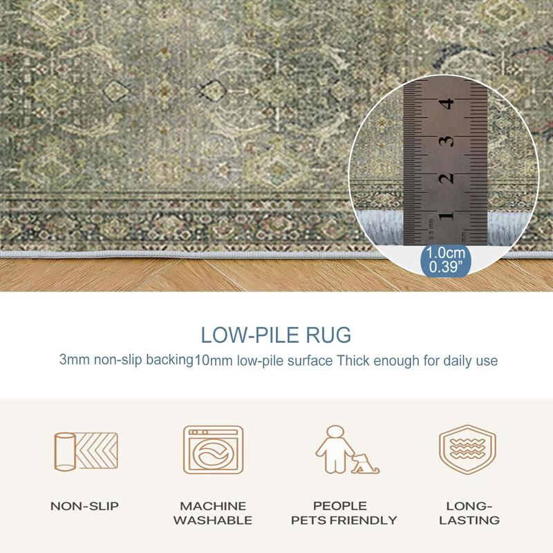 Product Introduction of Boho Style Vintage Rug, Non-slip Indoor Soft Accent Rug, Decorative Carpet for Home Living Room Bedroom Hallway 6