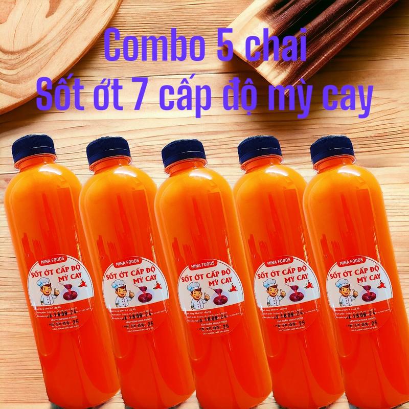  Combo 5 Chai Sốt Ớt 7 Cấp Độ Dành Cho Mì Cay Mỗi Chai 1000ml Nước Sốt Gia Vị - Chua Cay 
