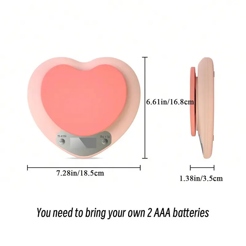 Heart Shaped Kitchen Electronic Food Scale, 1 Count 1g/5kg Food Measuring Tool, Portable Kitchen Measuring Tool for Prep Baked Goods Weigh Food Coffee 1