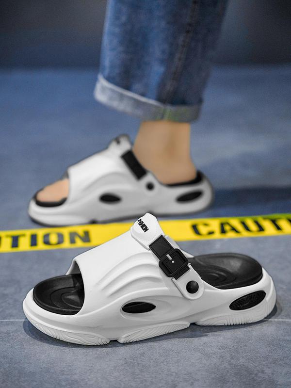 Men's Colorblock Patchwork Design Slides, Casual Comfortable Non-slip Slippers for Summer, Soft Comfy Home Slippers for Indoor Outdoor Wear, Walking Shoes 8