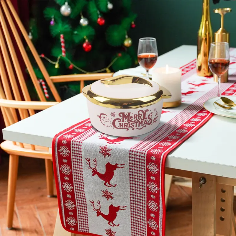 Christmas Themed Food Warmer Set, 3 Counts/set Including 1.5L/2L/2.5L Thermal Casserole Dish with Lid, Insulated Stainless Steel Container for Hot & Cold Food 6