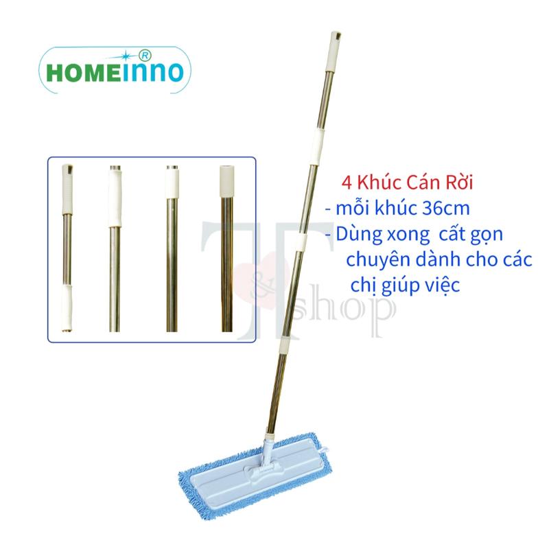 Cây Lau Nhà Kiểu Dán Bàn Lau NHỰA 45cm Tấm Lau Siêu Sạch Homeinno Cán Inox Phiên Bản 4 Khúc Rời Xếp Gọn Mang Đi Xa