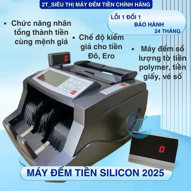 Máy đếm tiền Silicon 2025, đếm nhanh, chính xác, bảo hành 24 tháng 0