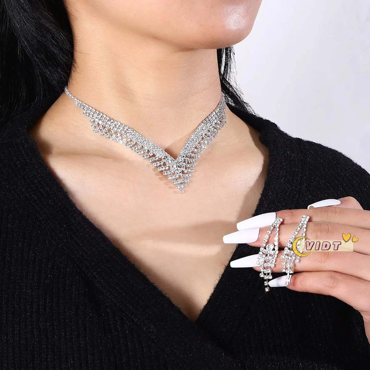 Cantik Banget! Set Kalung Anting Berlian untuk Pengantin ️ Langsung COD!