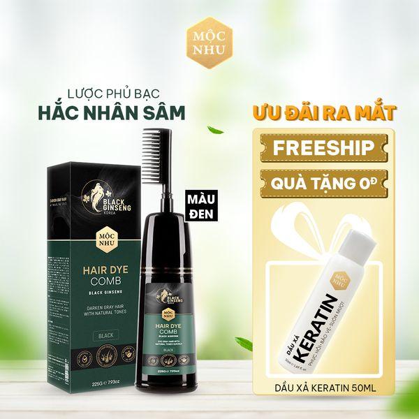 Dầu Gội Phủ Bạc Hắc Nhân Sâm Mộc Nhu 300ML, Hỗ Trợ Nhuộm Đen Tóc Bác Từ Những Lần Chải Đầu Tiên - Chiết Xuất Sâm Đen Hàn Quốc organic Dưỡng Tóc