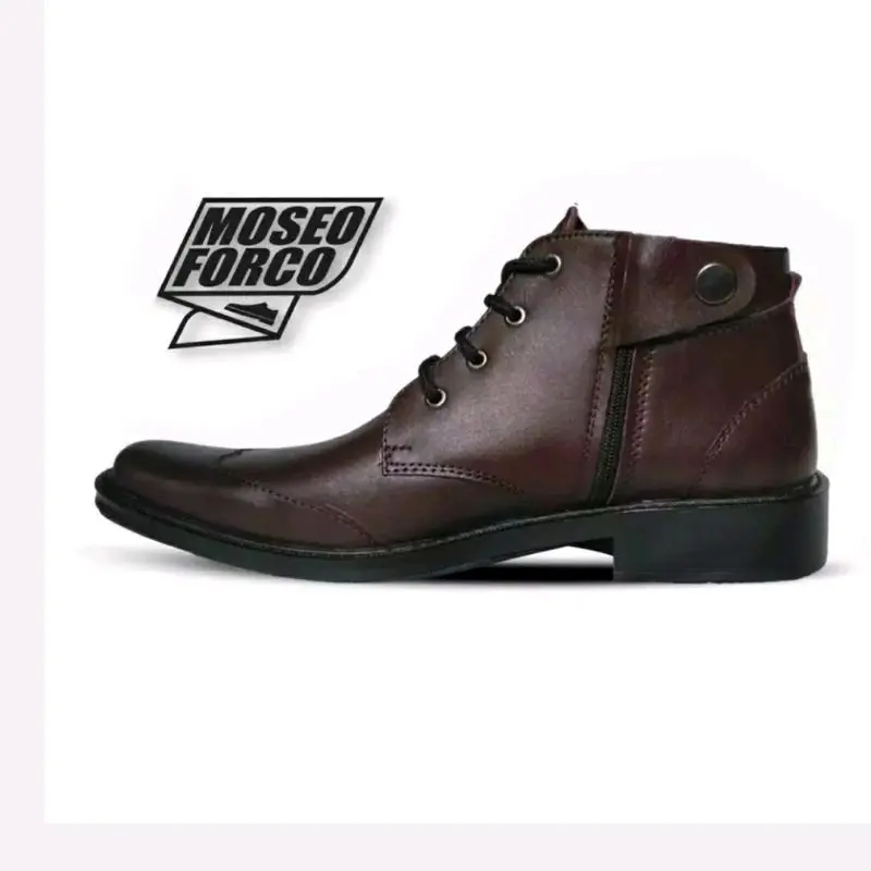 Sepatu Pria Kasual PDH Semi Formal Warna Coklat Bahan Kulit Model Tali & Resleting 1