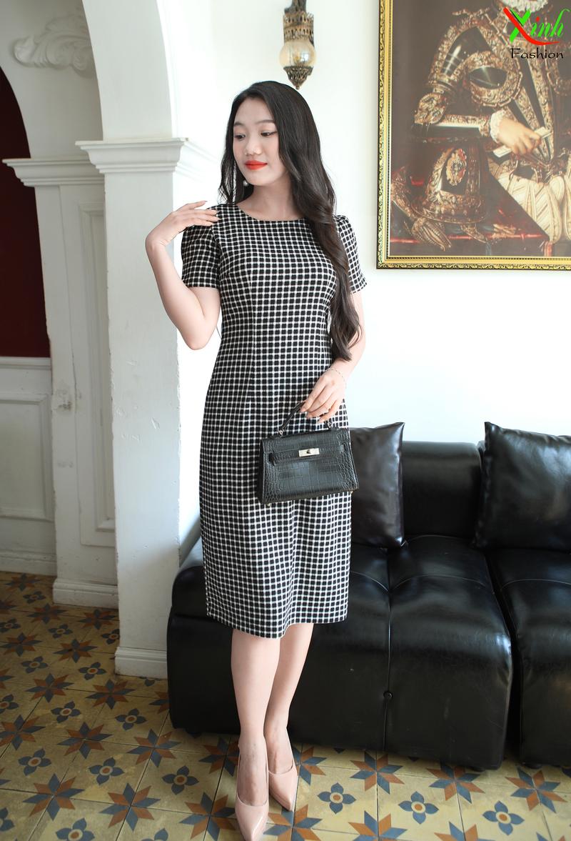 Product Introduction of Đầm Suông Caro Trẻ Trung Gọn Dáng DL940 Nữ Women Tre Dress 4